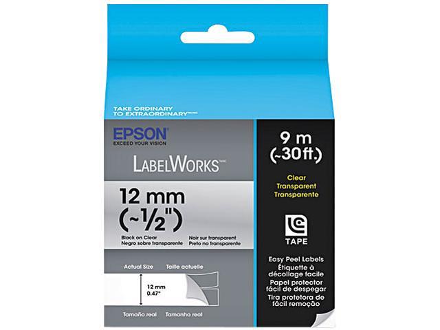 EPSON LC-4TBN9 LabelWorks Clear LC Tape Cartridge ~1/2" Black on Clear