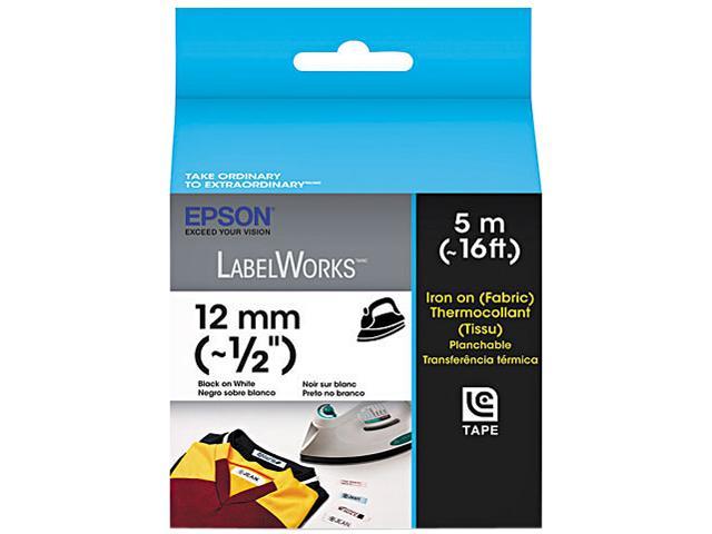 EPSON LC-4WBQ5 LabelWorks Iron on (Fabric) LC Tape Cartridge ~1/2" Black on White