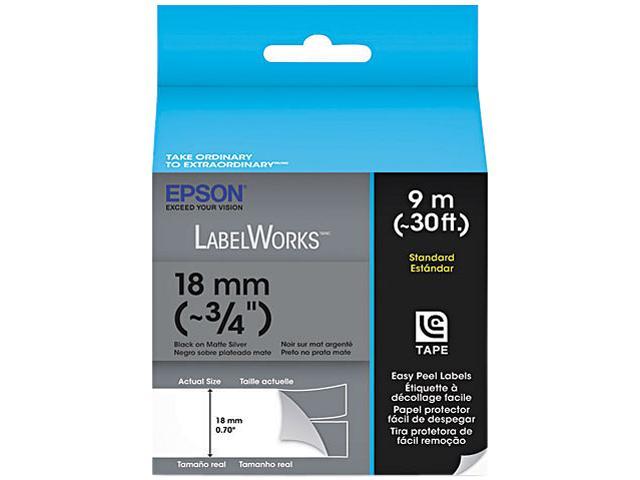 EPSON LC-5SBE9 LabelWorks Standard LC Tape Cartridge ~3/4" Black on Matte Silver