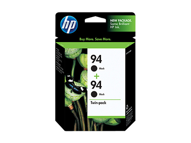HP 94 Black Twin Pack Inkjet Print Cartridge with Vivera Ink (C9350FN ...