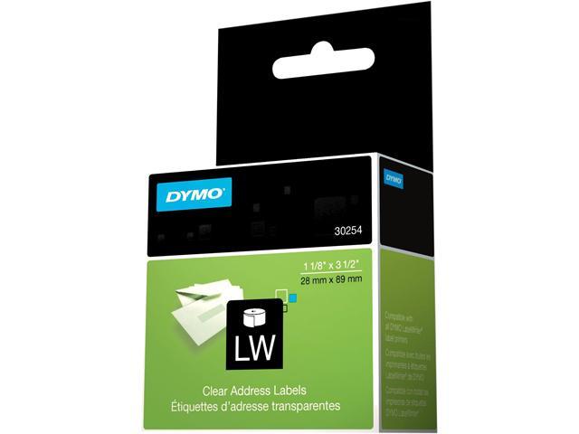 DYMO 30254 Address Labels, 1-1/8 x 3-1/2, Clear, 130/Box