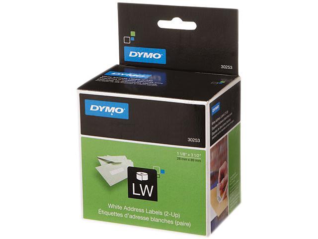 DYMO 30253 2-UP LabelWriter Address Labels, 1-1/8 x 3-1/2, White, 700 Lbls/Roll, 1 Roll