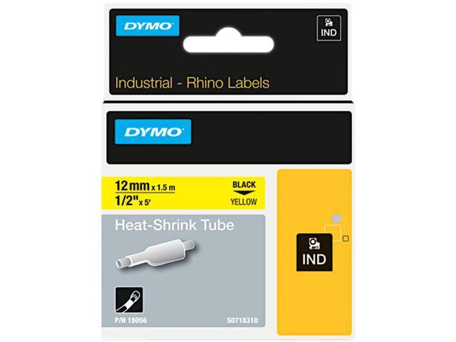 DYMO 18055 Rhino Heat Shrink Tubes Industrial Label Tape Cassette, 1/2" x 5 ft, White