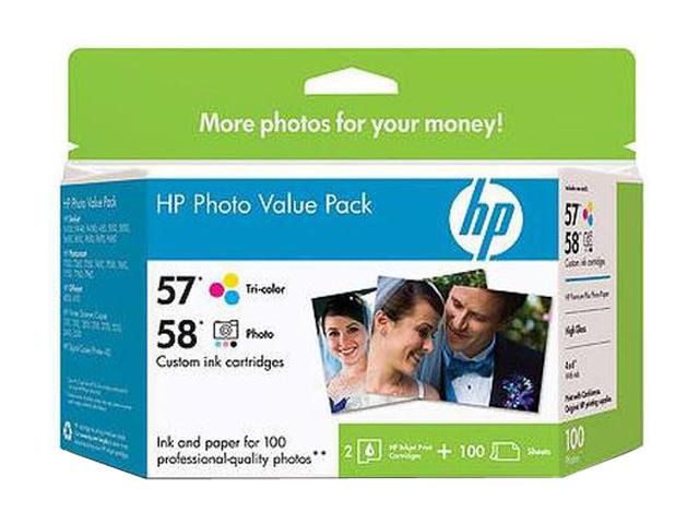 HP 57/58 Tri-color Ink Cartridge with 100 sheet Photo Value Pack ...