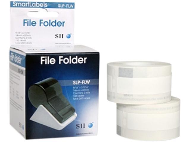 Seiko Self-Adhesive Folder Labels, 9/16 x 3-7/16, White, 260/Box