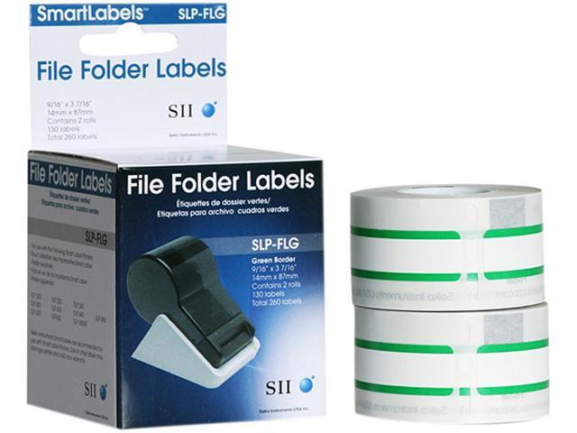 Seiko SmartLabel SLP-FLG File Folder Label
0.56" Width x 3.43" Length - 130/Roll - 0.79" CoreRoll - Green
