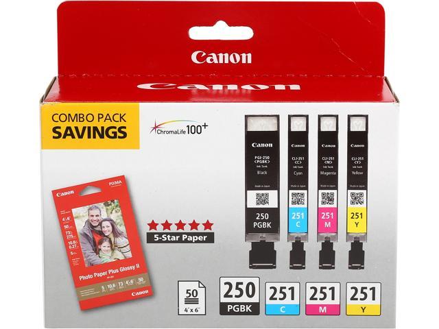 Canon PGI-250/CLI-251 Ink Cartridge - Combo Pack - Pigmented Black/Cyan ...