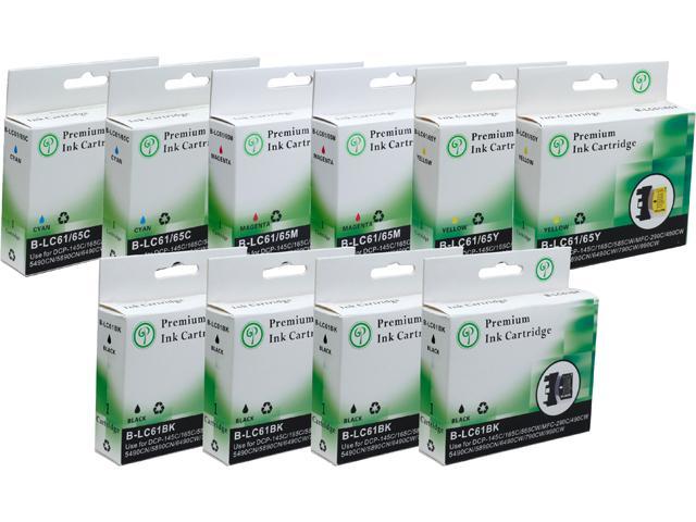 Green Project B-LC61(10)PK Black and Colors Compatible Brother LC61 Ink Cartridge 10 Pack