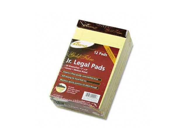 Ampad 20-004 Gold Fibre Writing Pads, Jr. Legal Rule,5 x 8, Canary, 50-Sheet Pads/Pack, Dozen