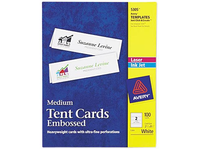 Photo 1 of Avery Medium Embossed 2.5"H x 8.5"W White Uncoated Table Tents, Inkjet/Laser, 100/Box