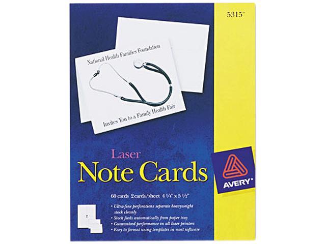 Avery 5315 Printer Compatible Cards, 4-1/4 x 5-1/2, Two per Sheet, 60/Box with Envelopes