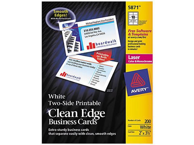 Photo 1 of Avery Two-Side Clean Edge Laser Business Cards, 2 x 3 1/2, White, 1000/Pack