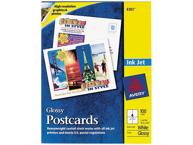 Photo-Quality Glossy Postcards for Inkjet Printers Pack of 100 4 1/4 x 5 1/2 White 