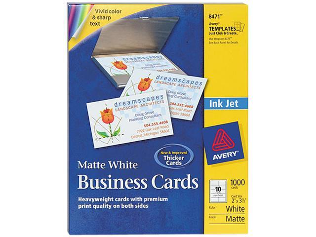 Avery AVE8471 Printable Microperf Business Cards, Inkjet, 2 x 3 1/2, White, Matte, 1000/Box