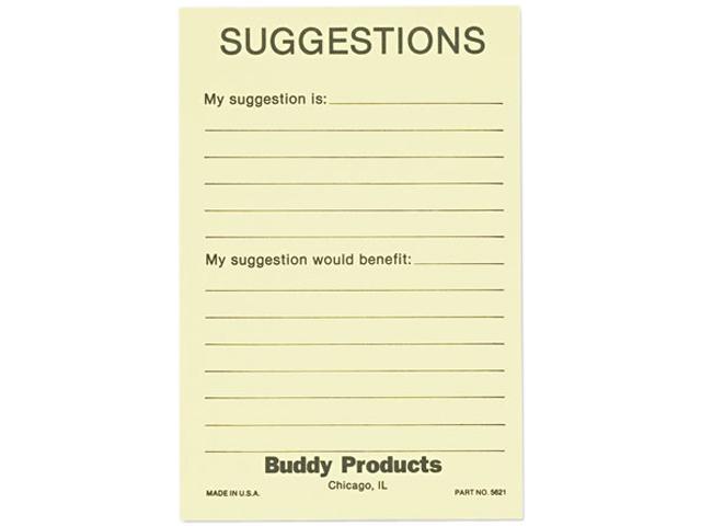 Buddy Products 5621 Suggestion Box Cards 4 X 6 Yellow 50 Cardspack