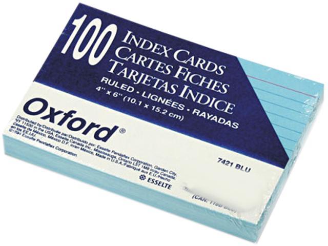 Oxford 7421-BLU Ruled Index Cards, 4 x 6, Blue, 100/Pack