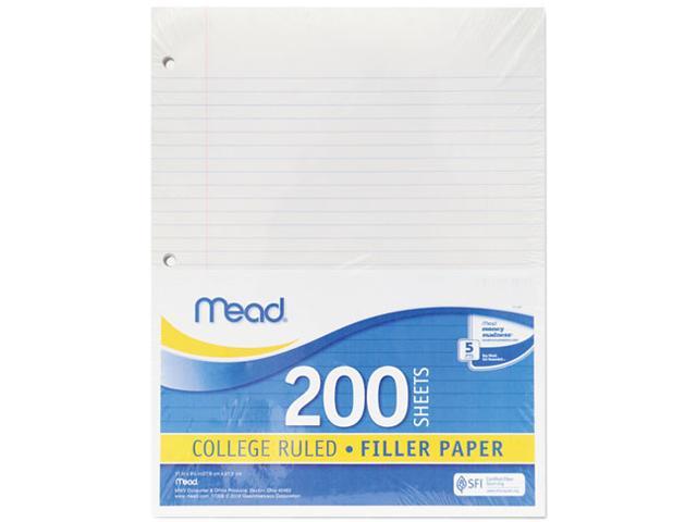 Photo 1 of Mead Economical 16-lb. Filler Paper, College Ruled, 11 x 8-1/2, White, 200 Shts/Pk