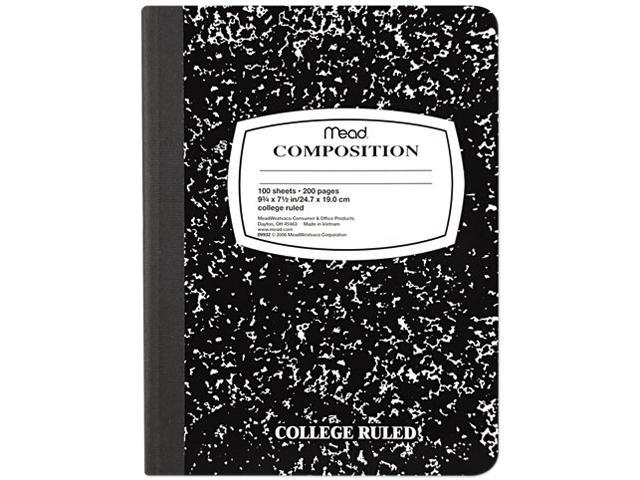 Black Marble 9-3/4-Inch x 7-1/2-Inch Home School Supplies for College Students Wide Ruled Comp Book Composition Book 100 Sheets 