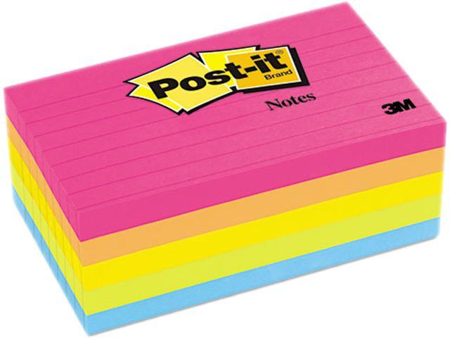 Post-it Notes 635-5AN Original Pads in Neon Colors, 3 x 5, Lined, Neon ...