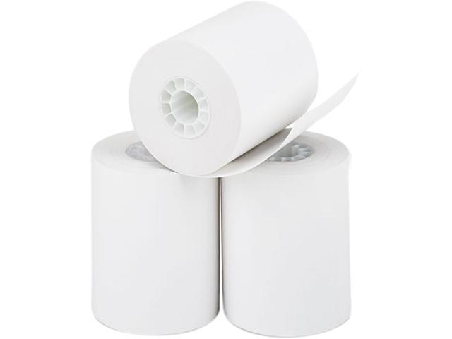 PM Company Single Ply Cash Register/POS Rolls 3 1/4" x 240 ft White 4/Pack 