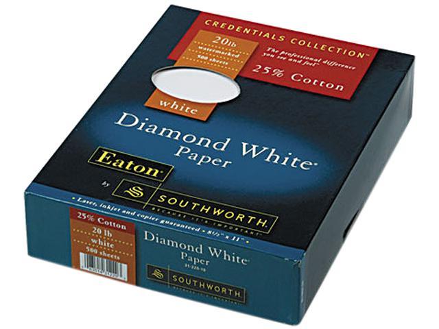 Southworth 31-220-10 25% Cotton Diamond White Business Paper, 20 lbs., 8-1/2 x 11, 500/Box