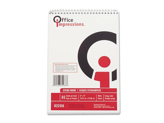 Office Impressions Wirebound Steno Book, Gregg Rule, 6 x 9, White, 80 Sheets