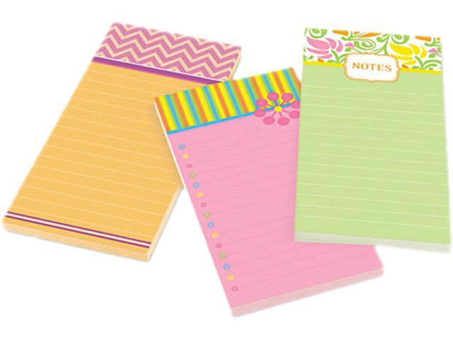 Post-it Assorted Printed Note Pads, 4 x 8, 75 Sheets/Pad, 3 Pads/Pack