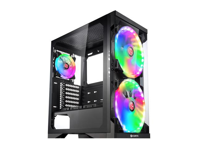 RAIJINTEK SILENOS PRO, ATX Tower with Clean Transparent Front and Side Tempered Glass (4.0mm) Design, Comes with Pre-installed 2pcs ARGB 200mm Fans at Front and 1pcs 120mm ARGB fan at Rear