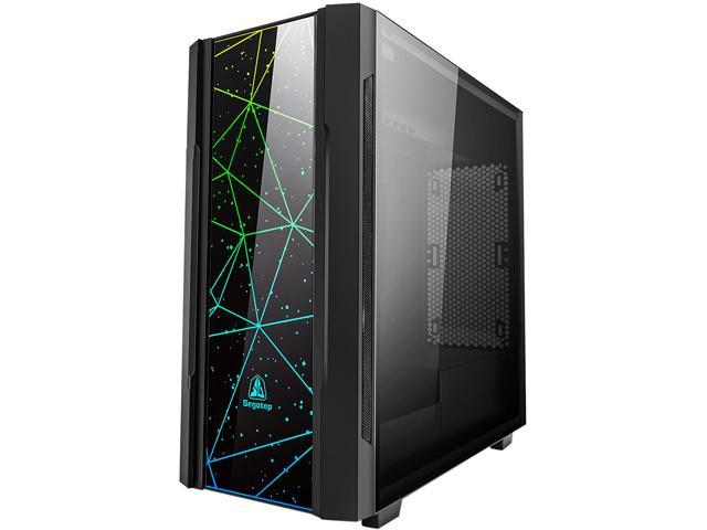 Segotep Phoenix ATX Black Mid Tower PC Gaming Computer Case USB 3.0 Type-C Ports / Graphics Card Vertical Mounting with Tempered Glass & RGB Front Panel (PC Case ONLY)