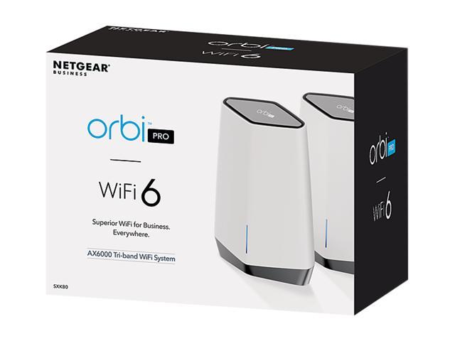 NETGEAR Orbi Pro WiFi 6 Tri-band Mesh System (SXK80) | Router with 1  Satellite Extender for Business or Home | Coverage up to 6,000 sq. ft. and  60+