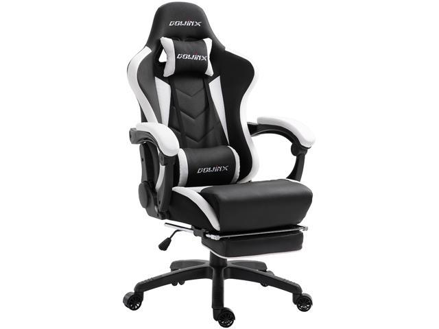Dowinx Gaming Chair Ergonomic Racing Style Recliner with Massage Lumbar Support Black&Red Office Armchair for Computer PU Leather E-Sports Gamer Chairs with Retractable Footrest 