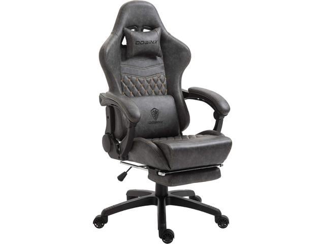 Dowinx Gaming Chair Office Chair Pc Chair With Massage Lumbar Support Vantage Style Pu Leather High Back Adjustable Swivel Task Chair With Footrest Light Grey Newegg Com
