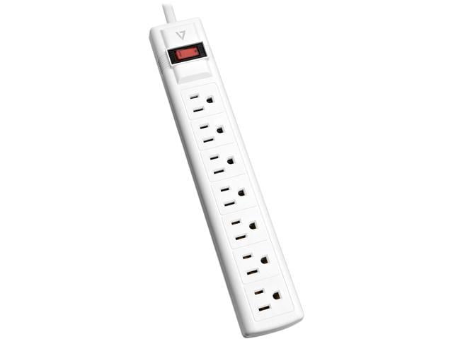 V7 SA0712W-9N6 7-Outlet Surge Protector, 12 Feet cord, 1050 Joules - White