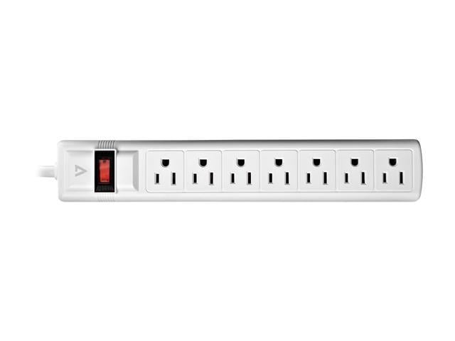 V7 SA0712W-9N6 7-Outlet Surge Protector, 12 Feet cord, 1050 Joules ...