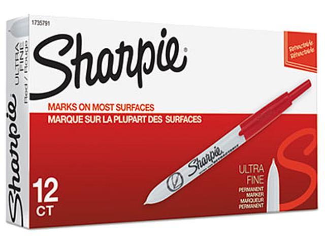 Sharpie 1735791DZ Retractable Permanent Marker, Ultra Fine Tip, Red - 1 Dozen