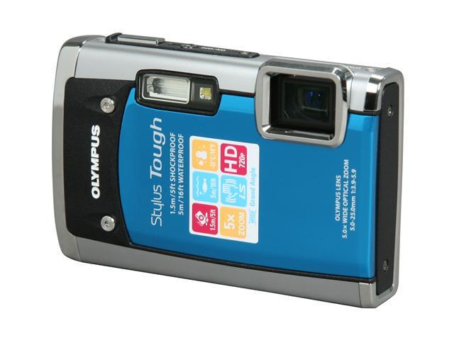 OLYMPUS Stylus Tough 6020 Blue 14 MP 5X Optical Zoom Waterproof Shockproof 28mm Wide Angle Digital Camera