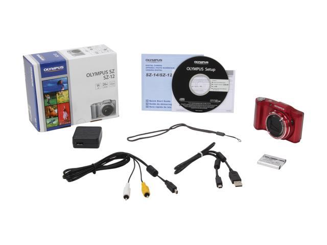 OLYMPUS SZ-12 Red 14 MP 25mm Wide Angle Digital Camera HDTV Output ...