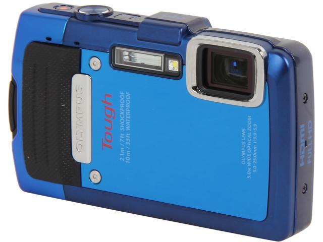 OLYMPUS TG-830 iHS Blue 16 MP 5X Optical Zoom Waterproof Shockproof Wide Angle Digital Camera HDTV Output
