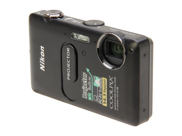 Nikon COOLPIX S1200pj Black 14.1 MP 5X Optical Zoom Digital Camera with Built-In 20 Lumens Movie Projector