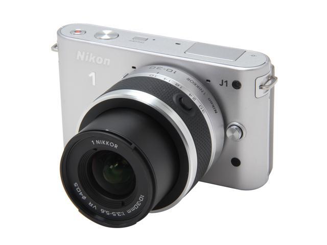 Nikon 1 J1 (27551) Silver 10.1 MP 3.0" 460K LCD Compact Mirrorless System Camera w/10-30mm VR & 30-110mm Lenses