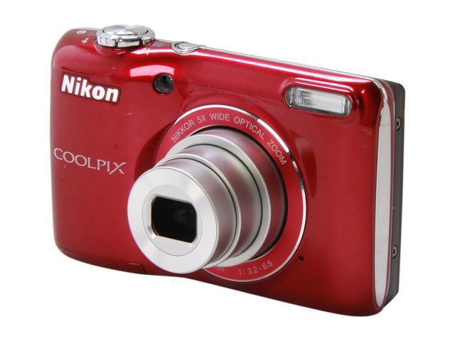 Nikon COOLPIX L26 Red 16.1 MP 5X Optical Zoom 26mm Wide Angle Digital