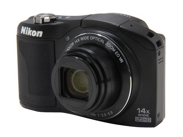 Nikon Coolpix L610 Black 16.0 MP 14X Optical Zoom 25mm Wide Angle Digital Camera HDTV Output