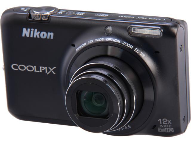 Nikon COOLPIX S6500 Black 16 MP 12X Optical Zoom Digital Camera HDTV Output