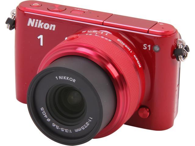 Nikon 1 S1 27619 Red 10.1MP 3.0" 460K LCD Mirrorless Digital Camera with 11-27.5mm Lens