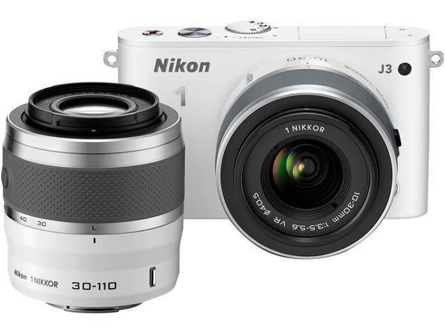 Nikon 1 J3 (27648) White 14.2MP 3.0" 921K LCD Advanced Camera with 10-30mm & 30-110mm VR Lenses
