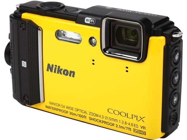 Nikon COOLPIX AW130 26494 Yellow 16.00 MP 3.00", 921K  OLED with Anti-reflection coating 6-level brightness adjustment Digital Camera