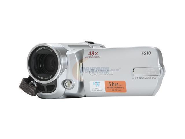 Canon FS10 Silver 1/6" CCD 2.7" 123K 37X Optical Zoom Internal  8GB Dual Flash Memory Camcorder