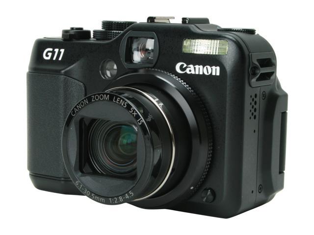 Canon PowerShot G11 Black 10.0 MP 5X Optical Zoom 28mm Wide Angle Digital Camera