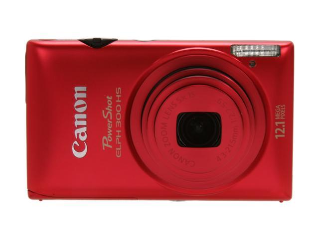 Canon ELPH 300 HS Red 12.1 MP 5X Optical Zoom 24mm Wide Angle Digital Camera