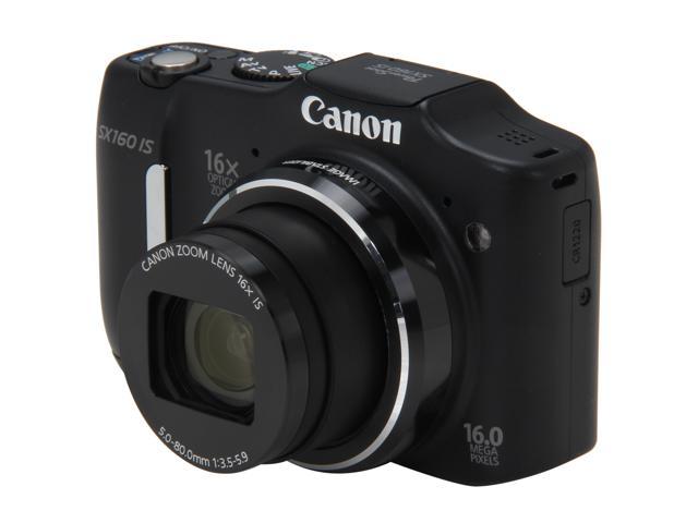 Canon PowerShot SX160 IS Black Approx. 16 MP 16X Optical Zoom 28mm Wide Angle Digital Camera HDTV Output